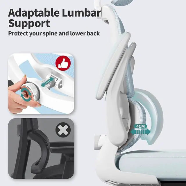 Alt view image 4 of 7 - TRALT Office Chair Ergonomic Desk Chair, 330 LBS Home Mesh Office Desk Chairs with Wheels, Comfortable Gaming Chair, High Back Office Chair for Long Hours (Blue)