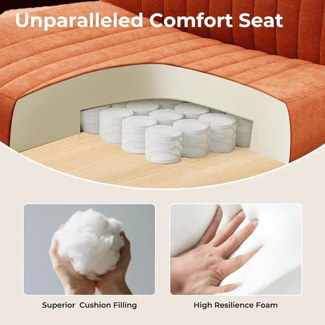 Alt view image 7 of 7 - Convertible Base Criss Cross Chair with Pocket Springs & Thicker and Wider Cushions, Armless Legged Office Chair Relieves Back Pain, Swivel Vanity Chair for Living Room/Office, (Orange)