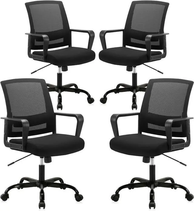 Main image of CLATINA Ergonomic Rolling Mesh Desk Chair with Executive Lumbar Support and Adjustable Swivel Design for Home Office Computer Black 4 Pack