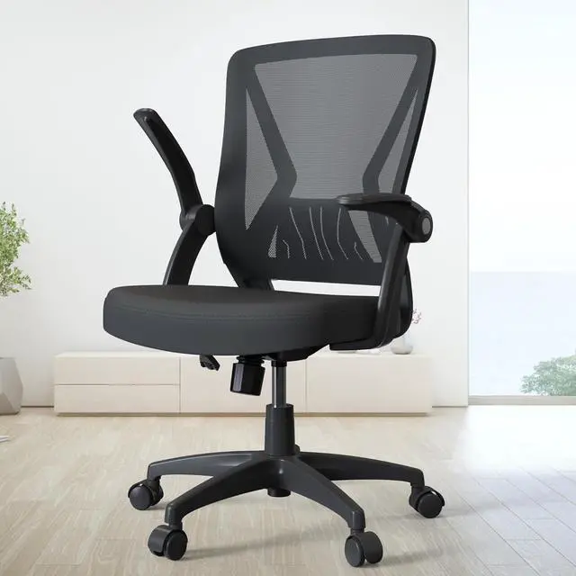 Main image of Ergonomic Mid Back Mesh Office Task Chairs for Home Flip Up Arms with Lumbar Support and Swivel Wheels