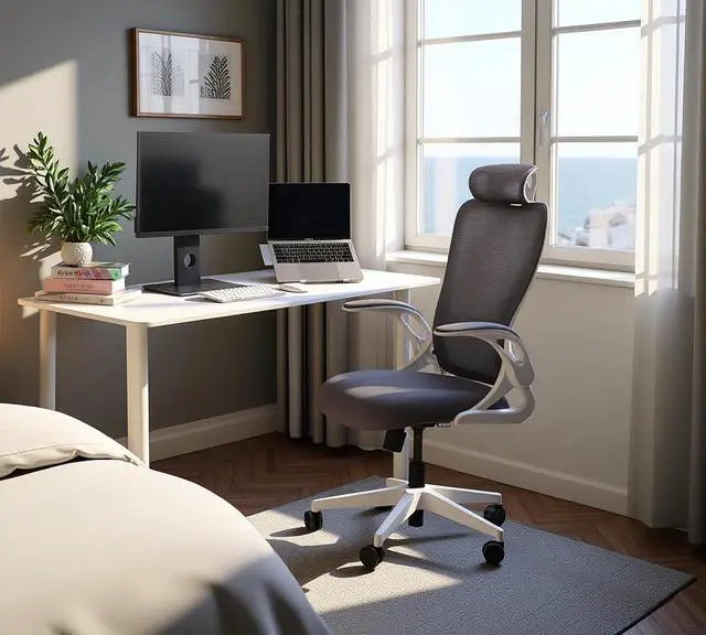 Alt view image 2 of 7 - Tervo Model U | Folding Office Chair for Small Spaces | Ergonomic Design with High Rebound Mesh | Computer Desk Chair for Gaming | For Adults & Kids | Foldable & Compact with Flip Up Arms
