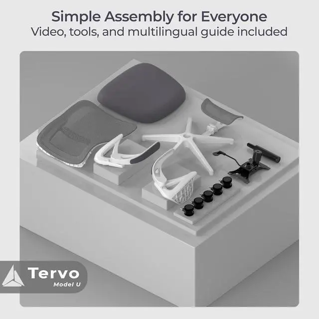 Alt view image 5 of 7 - Tervo Model U | Folding Office Chair for Small Spaces | Ergonomic Design with High Rebound Mesh | Computer Desk Chair for Gaming | For Adults & Kids | Foldable & Compact with Flip Up Arms