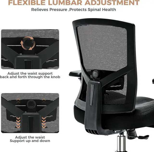 Alt view image 7 of 7 - 600lbs Big and Tall Office Chair,Oversized Ergonomic Breathable Mesh Desk Chair with W-Shape Thicken Seat Cushion,Computer Chair with Upgraded 4D Armrest,Lumbar Support for Heavy People All Day