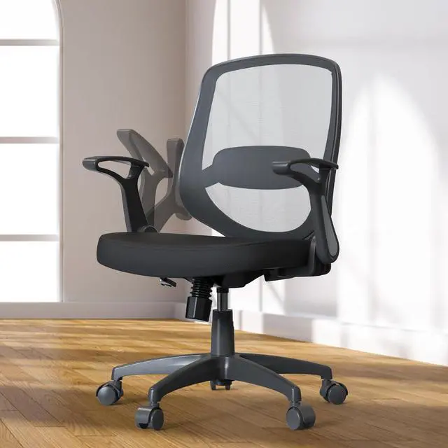Main image of Swivel Mid Back Mesh Home Office Desk Chair with Adjustable Lumbar Support and Wheels for Small Space Adults