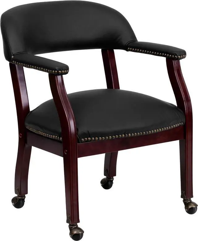 Main image of Flash Furniture Diamond Black LeatherSoft Conference Chair with Accent Nail Trim and Casters
