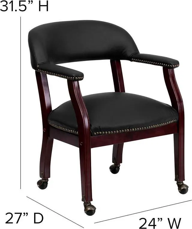 Alt view image 3 of 7 - Flash Furniture Diamond Black LeatherSoft Conference Chair with Accent Nail Trim and Casters