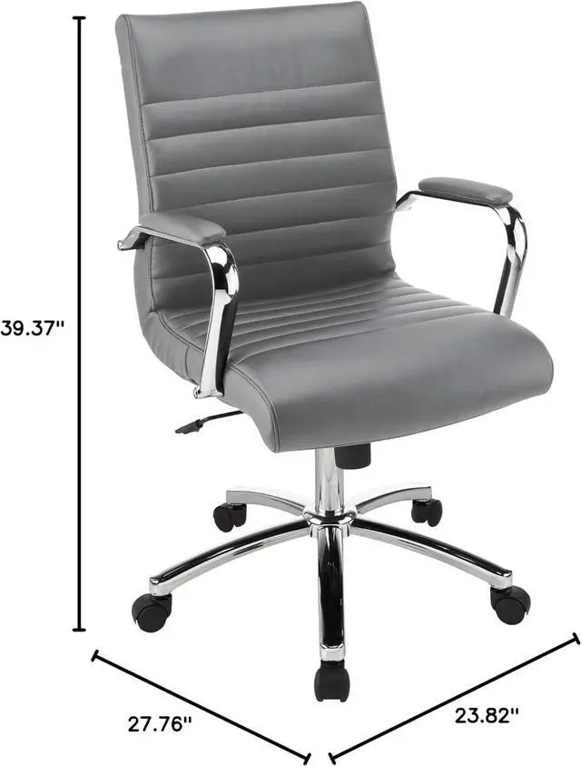 Alt view image 2 of 6 - Realspace® Modern Comfort Series Winsley Bonded Leather Mid-Back Chair, Gray