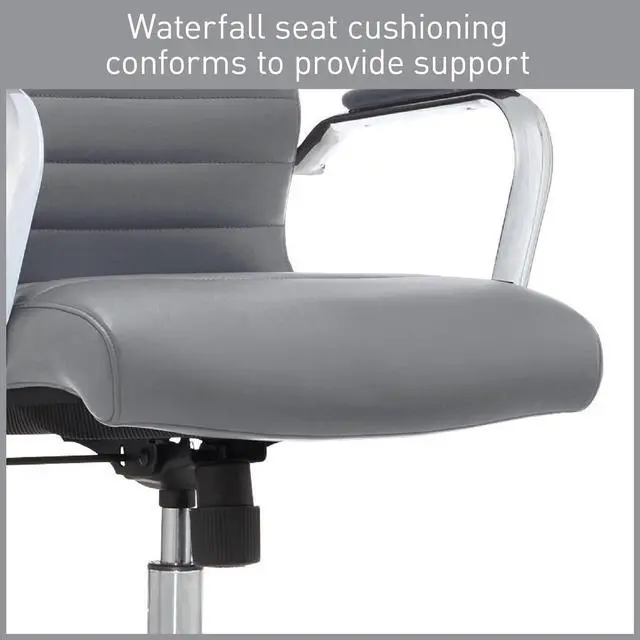 Alt view image 6 of 6 - Realspace® Modern Comfort Series Winsley Bonded Leather Mid-Back Chair, Gray