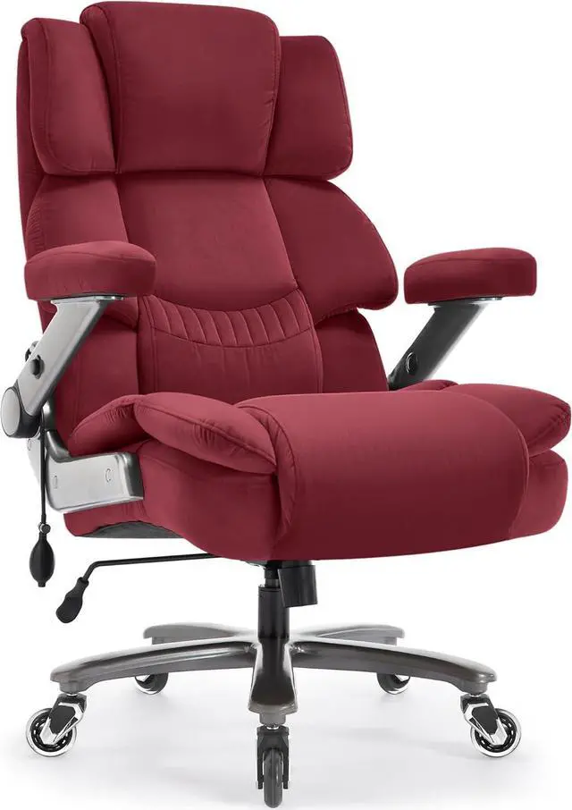 Main image of Big and Tall Office Chair 700lbs- Fabric High Back Executive Computer Chair with Adjustable Lumbar Support 3D Flip Arms Plus Size Rubber Wheels- Extra Wide Large Desk Chairs, Heavy Duty Metal Base