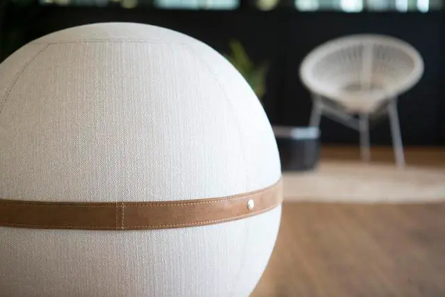 Alt view image 2 of 7 - Bloon Paris Bloon Desk Ball Chair 25.5in | Back Pain Relief & Improved Posture | Stain-Resistant & Non-Slip | Handcrafted in Portugal | Ivory Color