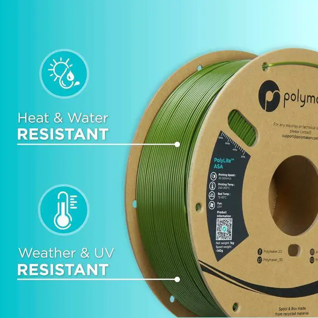 Alt view image 5 of 7 - Polymaker ASA Filament 1.75mm Army Green, 1kg ASA 3D Printing Filament, Heat & Weather Resistant - ASA 3D Printer Filament Perfect for Printing Outdoor Functional Parts