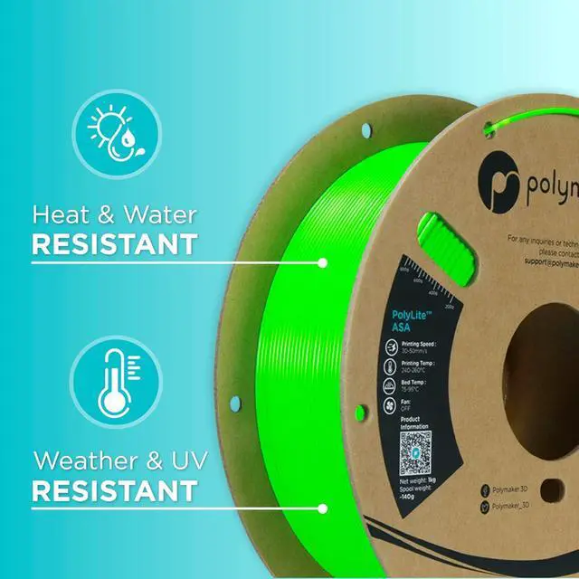Alt view image 5 of 7 - Polymaker ASA Filament 1.75mm Pop Green, 1kg ASA 3D Printing Filament, Heat & Weather Resistant - ASA 3D Printer Filament Perfect for Printing Outdoor Functional Parts