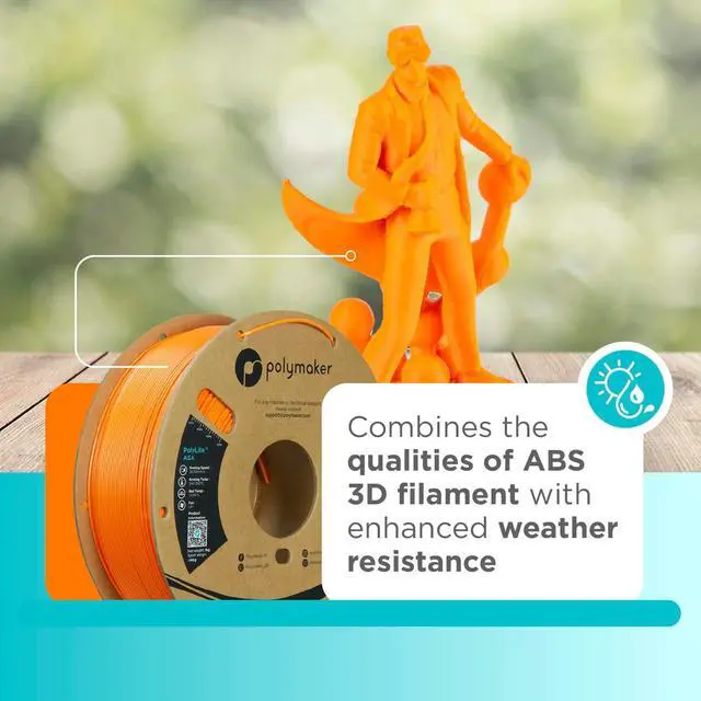 Alt view image 2 of 7 - Polymaker ASA Filament 1.75mm Orange, 1kg ASA 3D Printing Filament, Heat & Weather Resistant - ASA 3D Printer Filament Perfect for Printing Outdoor Functional Parts