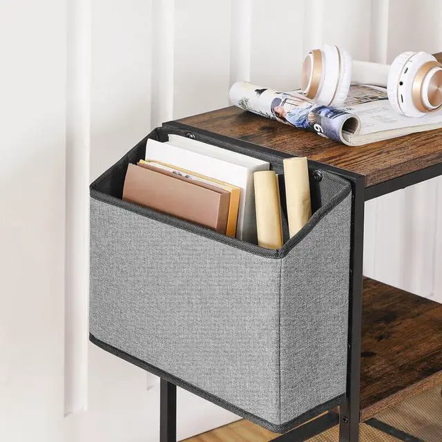 Alt view image 5 of 7 - MAHANCRIS Printer Stand with Storage Bag, 3-Tier Mobile Under Desk Printer Cart with Wheels, Wood Rolling Printer Table, Organizer Shelf for Study, Office, Living Room, Rustic Brown PTHR2201