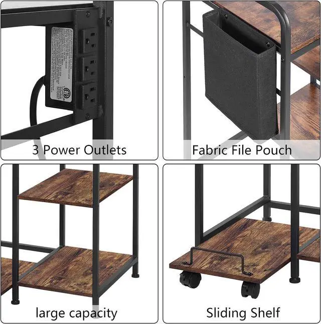 Alt view image 2 of 7 - Sedegn Large Printer Stand: 24 x 18 Inches Top for Heavy-Duty Printers