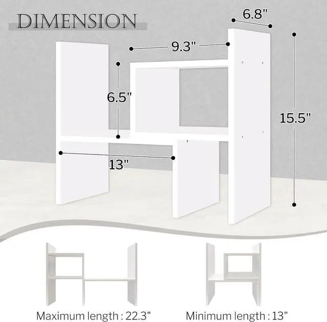 Alt view image 2 of 7 - Jerry & Maggie - Desktop Organizer Office Storage Rack Adjustable Wood Display Shelf | Birthday Gifts - Toy - Home Decor | - Free Style Rotation Display - True Natural Stand Shelf (White)