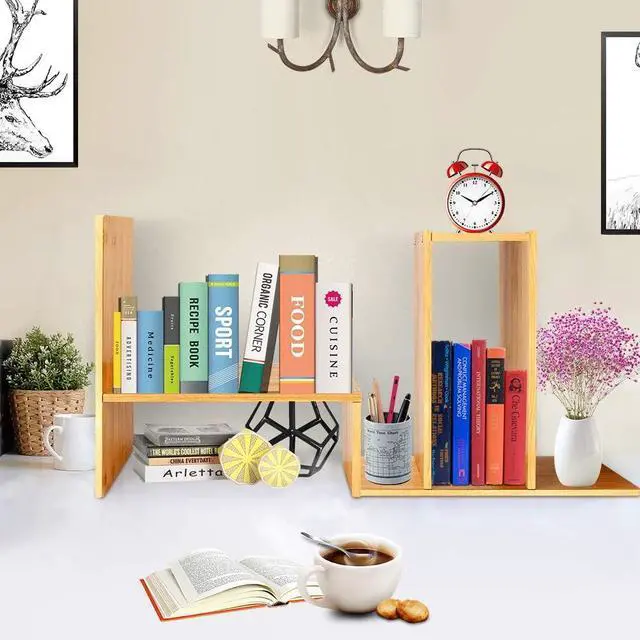 Alt view image 2 of 6 - Sorfity Adjustable Desktop Bookshelf, Desk Organizer Display Shelf Counter Top Bookcase Free Style Display Shelf Rack Office Supplies Storage Shelf Book Multipurpose Bookshelf for Office Kitchen