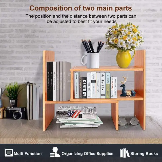 Alt view image 3 of 6 - Sorfity Adjustable Desktop Bookshelf, Desk Organizer Display Shelf Counter Top Bookcase Free Style Display Shelf Rack Office Supplies Storage Shelf Book Multipurpose Bookshelf for Office Kitchen