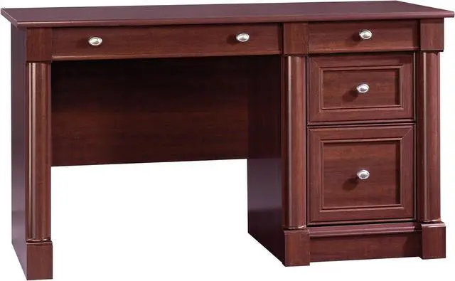 Main image of Sauder Palladia Computer Desk with Drawers, Home Office Desk with File Cabinet Storage Drawer, Cable Management, Keyboard Tray, in Select Cherry Finish