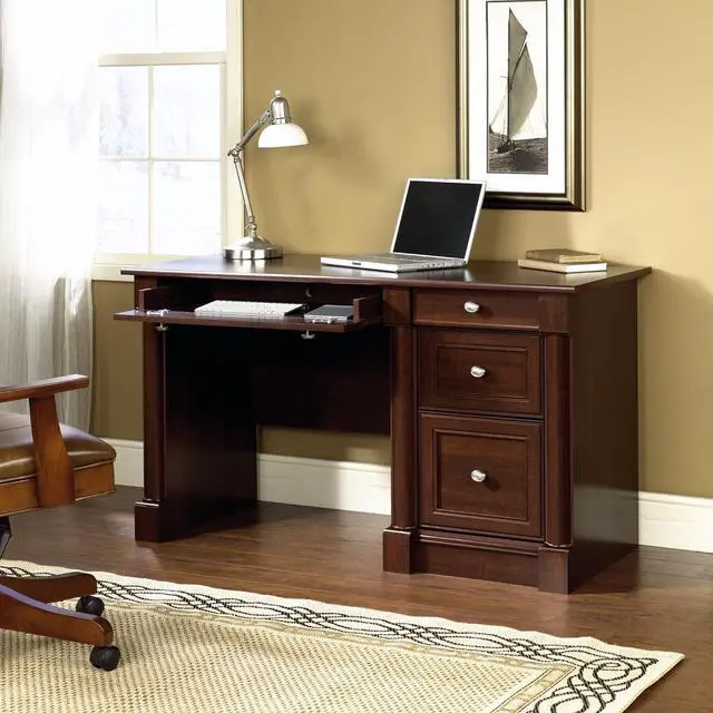 Alt view image 5 of 7 - Sauder Palladia Computer Desk with Drawers, Home Office Desk with File Cabinet Storage Drawer, Cable Management, Keyboard Tray, in Select Cherry Finish
