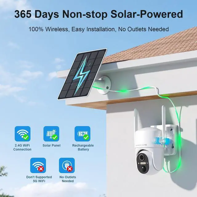 Alt view image 2 of 7 - HOSAFE.COM 360° View WiFi Solar Security Cameras Wireless Outdoor