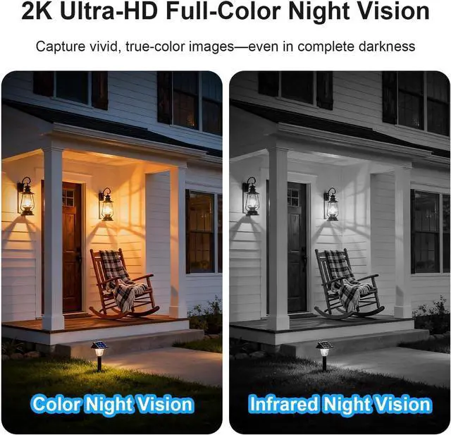 Alt view image 4 of 7 - HOSAFE.COM 360° View WiFi Solar Security Cameras Wireless Outdoor