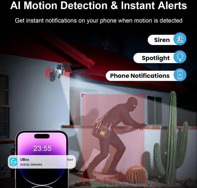 Alt view image 6 of 7 - HOSAFE.COM 360° View WiFi Solar Security Cameras Wireless Outdoor