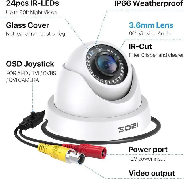 Alt view image 2 of 7 - ZOSI 2-Pack 2MP 1920TVL Security Cameras - Hybrid 4-in-1 TVI/CVI/AHD/CVBS Outdoor Indoor CCTV System, 1080P HD Weatherproof Surveillance with 80ft IR Night Vision.