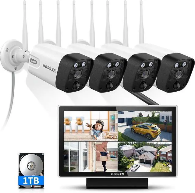 Main image of (2026 Update) 5MP Wireless Security Camera System with 10" Monitor, 10CH NVR & 4 WiFi Cameras, 130° Wide Angle, Dual Band 2.4/5.8GHz, 55% Longer Range, 2-Way Audio, 1TB HDD, IP66, No Monthly Fee