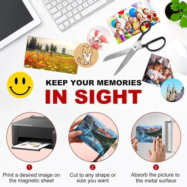 Alt view image 4 of 6 - Thaibear Printable Magnetic Sheets, 8.5" x 11", 30 Pack Glossy Magnet Printer Paper for Inkjet, Flexible Magnetic Printer Paper for Fridge, Crafts - Peel and Stick Magnetic Tape