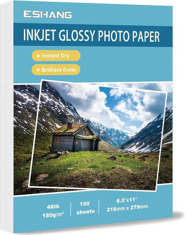 Main image of Glossy Inkjet Photo Paper 100 Sheets 8.5x11 Inches 48lb Professional Photographic Paper 8.5 mil Compatible with Dye Ink Printer 180GSM