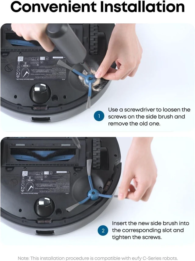Alt view image 7 of 7 - eufy RoboVac Replacement Accessories Kit (2 Side Brushes + 2 Filter Sets + Rolling Brush + Brush Guard) Compatible Self-Empty C10.