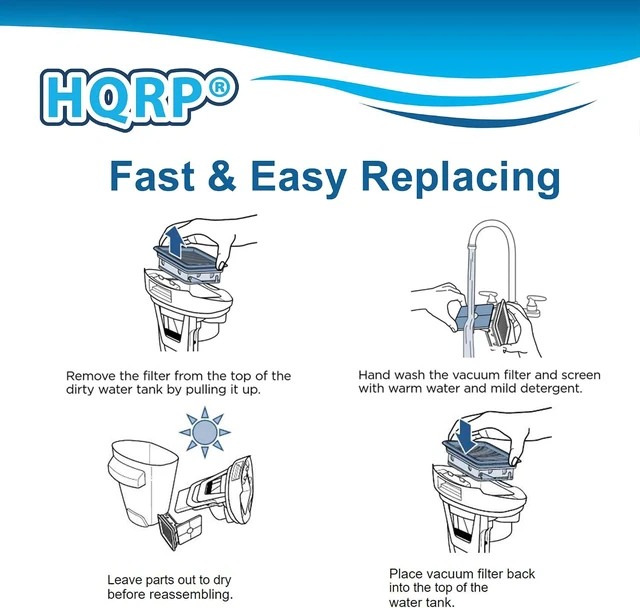 Alt view image 6 of 7 - HQRP 4-Pack Filter compatible with Bissell 2328, 2305, 2305K, 2303, 2306A, 2306, 23062, 23068 CrossWave Pet Pro Multi-Surface Wet Dry Vac Vacuum Cleaners