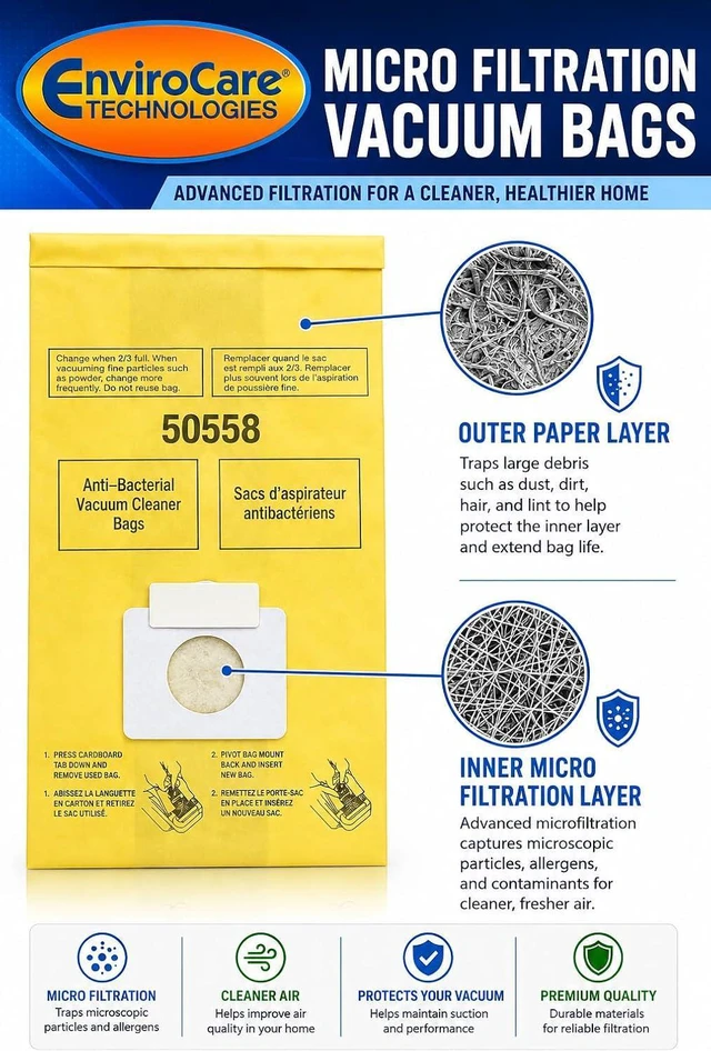 Alt view image 2 of 7 - EnviroCare Replacement Vacuum Bags for Kenmore Canister Type C or Q 50555, 50558, 50557 and Panasonic Type C-5 27 Pack
