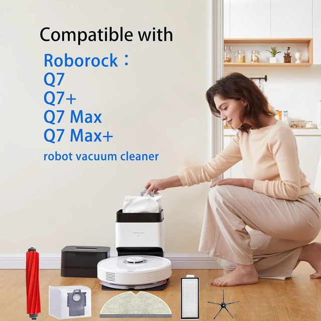 Alt view image 2 of 7 - Eifrthe Q7 Replacement Parts Compatible with Roborock Q7 Q7+ Q7 Max Q7 Max+ Robot Vacuum Cleaner,2 Main Brush, 6 Mop Cloth Pads, 6 Side Brushes, 6 HEPA Filters,6 Dust Bag