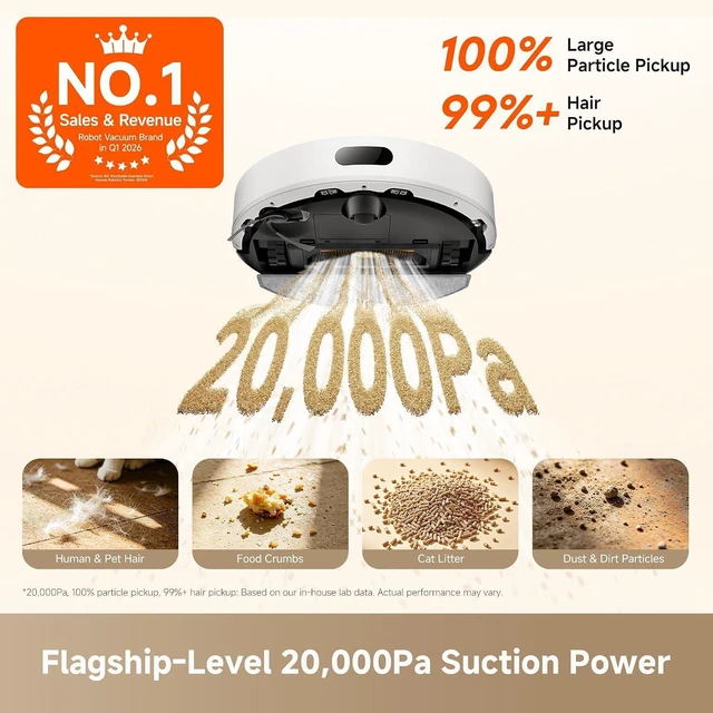 Alt view image 2 of 7 - dreame D20 Air Plus Robot Vacuum and Mop, 20,000Pa Powerful Suction