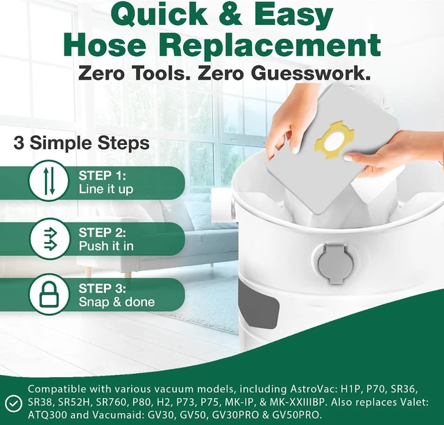 Alt view image 6 of 7 - 9 Valet & VacuMaid Vacuum Bags Compatible with AstroVac, Part # HPB2HPK & HPB2H, Fits Models: H1P, P70, SR36, SR38, SR52H, ATQ300, GV30, GV50, GV30PRO & GV50PRO (9 Pack)- by Think Crucial