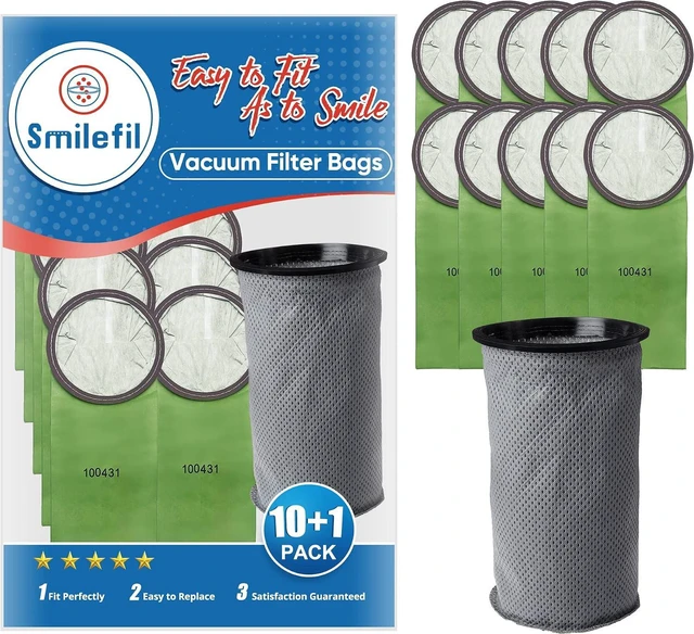 Main image of Smilefil Round 6QT Intercept Micro Filter Paper Bags 100431 & Round Reusable Micro Cloth Filter Bags 100564 Replacement Fits for Proteam Cylindrical 6 Quart Backpack Vacuum Cleaners