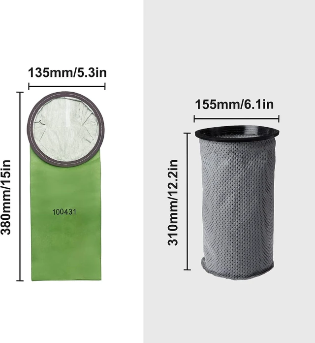 Alt view image 2 of 7 - Smilefil Round 6QT Intercept Micro Filter Paper Bags 100431 & Round Reusable Micro Cloth Filter Bags 100564 Replacement Fits for Proteam Cylindrical 6 Quart Backpack Vacuum Cleaners