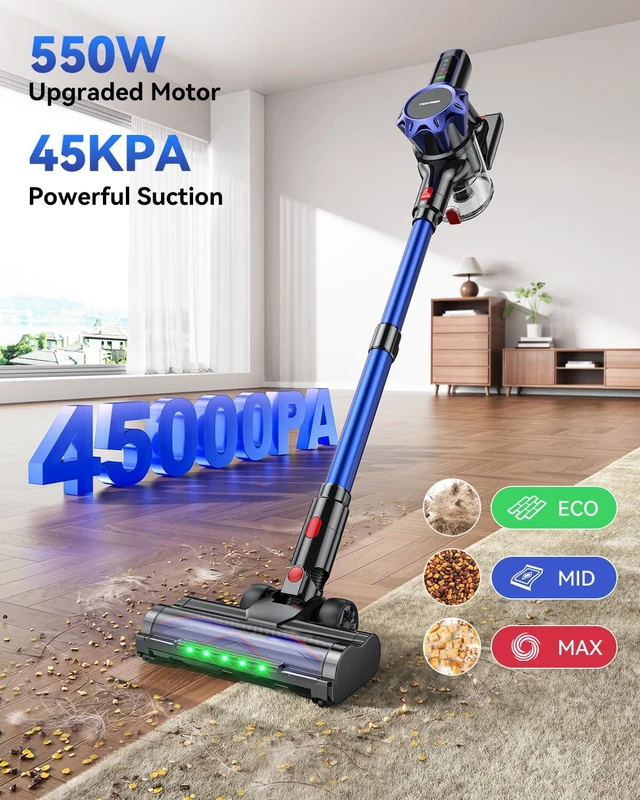 Alt view image 2 of 7 - TechRise Cordless Vacuum Cleaner for Home, 550W|45kPa|60Mins Stick Vacuum
