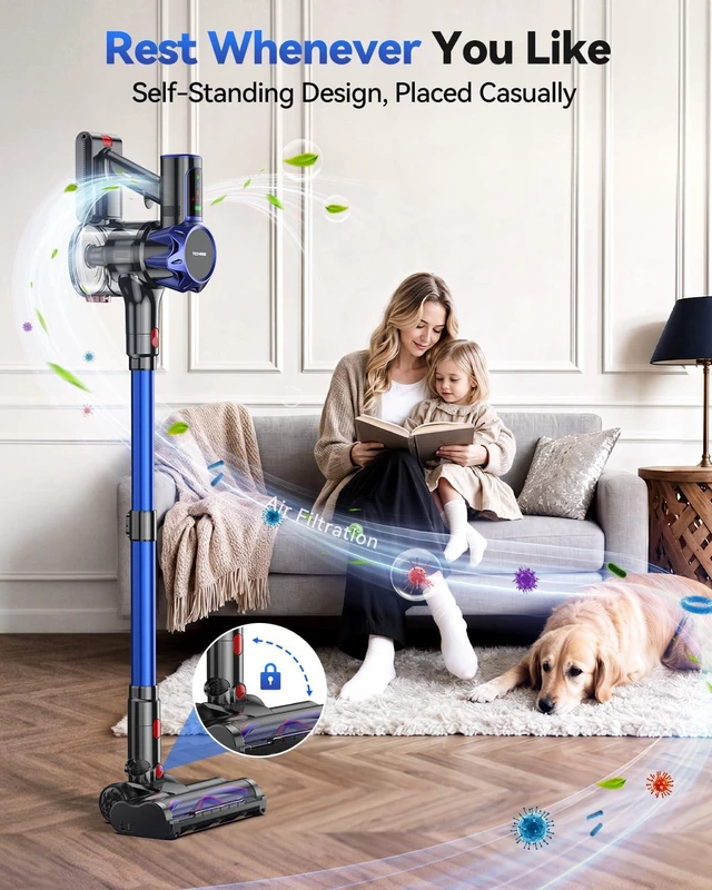 Alt view image 7 of 7 - TechRise Cordless Vacuum Cleaner for Home, 550W|45kPa|60Mins Stick Vacuum
