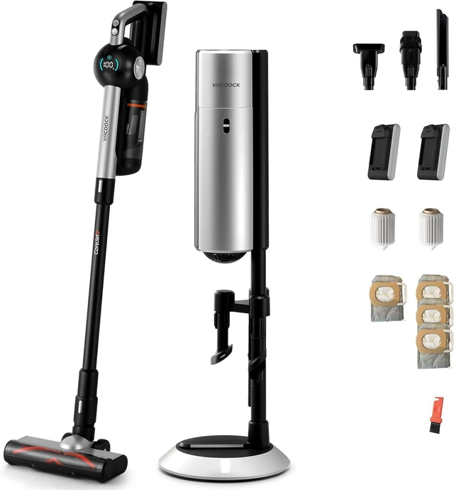 Main image of CoreJet 5+ Self-Emptying Stick Vacuum, Cordless Vacuum Cleaner with All-in-One Charging Dock, 2 Removable Batteries, 450W Motor, Dust Detection Light, HEPA Filtration for Hard Floors, Rugs