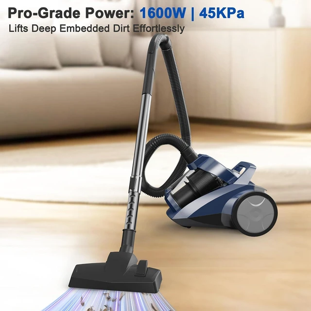 Alt view image 2 of 7 - Sweepcent Canister Vacuum Cleaner 45KPa Power Bagless Canister Vacuums for Home with 5 Tools 4.5QT Dust Cup Double HEPA Filter Lightweight Multi-Surface Vacuum Cleaners for Carpet Hard Floor Pet Hair