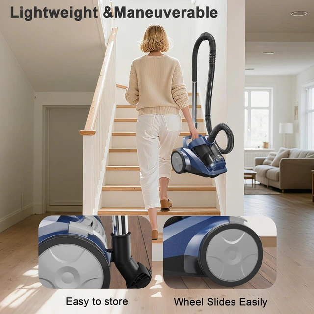 Alt view image 4 of 7 - Sweepcent Canister Vacuum Cleaner 45KPa Power Bagless Canister Vacuums for Home with 5 Tools 4.5QT Dust Cup Double HEPA Filter Lightweight Multi-Surface Vacuum Cleaners for Carpet Hard Floor Pet Hair