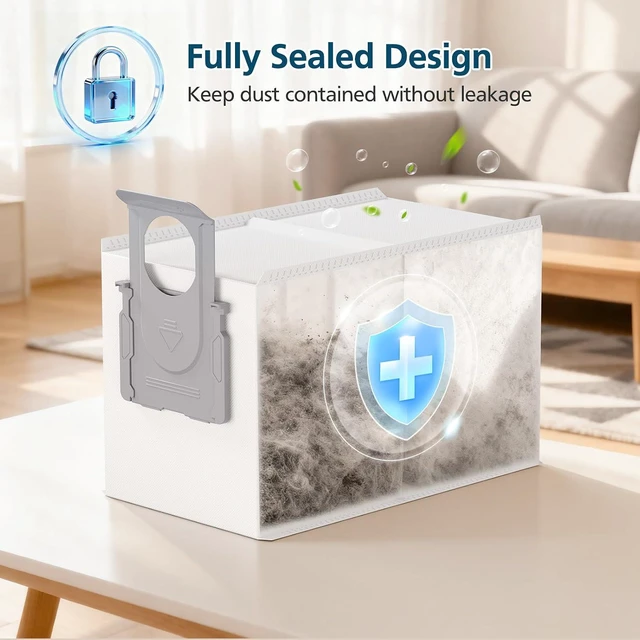 Alt view image 6 of 7 - 26 Pack QRevo Dust Bags for Roborock Qrevo S Pro, QV 35A, Qrevo S5V