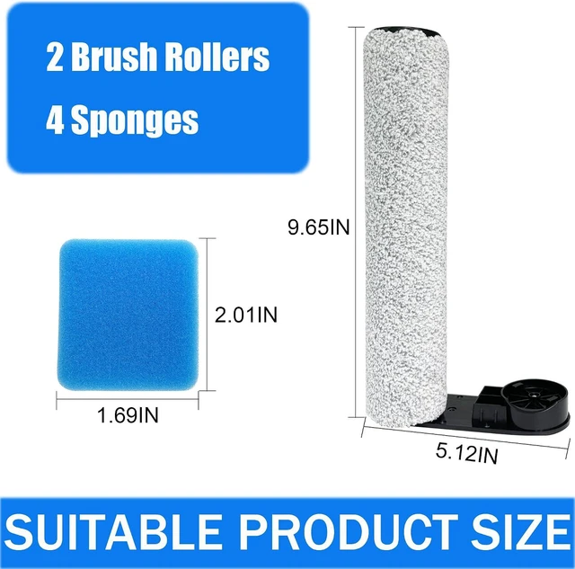 Alt view image 3 of 6 - Replacement Parts Kit for EUREKA NEW430BL / JONR ED12 & ED12 LITE Vacuum | 2 Brush Rollers + 4 Washable Foam Filters