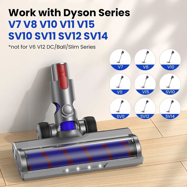 Alt view image 2 of 7 - Vacuum Head Replacement for Dy-Son V7 V8 V15 V10 V11 SV14 SV12 SV11 SV10 Vacuum Cleaners with LED Headlights V Shape Roller Brush Head Replacement Parts for Hardwood Floor Carpets Attachment