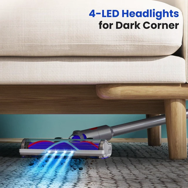 Alt view image 4 of 7 - Vacuum Head Replacement for Dy-Son V7 V8 V15 V10 V11 SV14 SV12 SV11 SV10 Vacuum Cleaners with LED Headlights V Shape Roller Brush Head Replacement Parts for Hardwood Floor Carpets Attachment