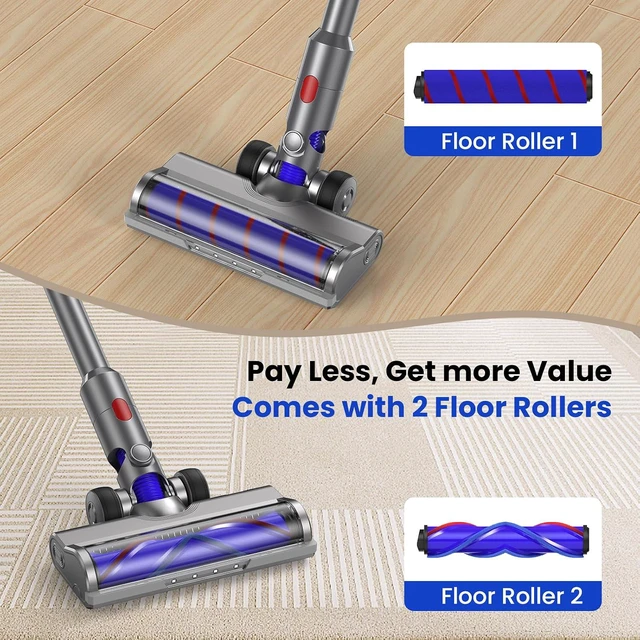 Alt view image 5 of 7 - Vacuum Head Replacement for Dy-Son V7 V8 V15 V10 V11 SV14 SV12 SV11 SV10 Vacuum Cleaners with LED Headlights V Shape Roller Brush Head Replacement Parts for Hardwood Floor Carpets Attachment