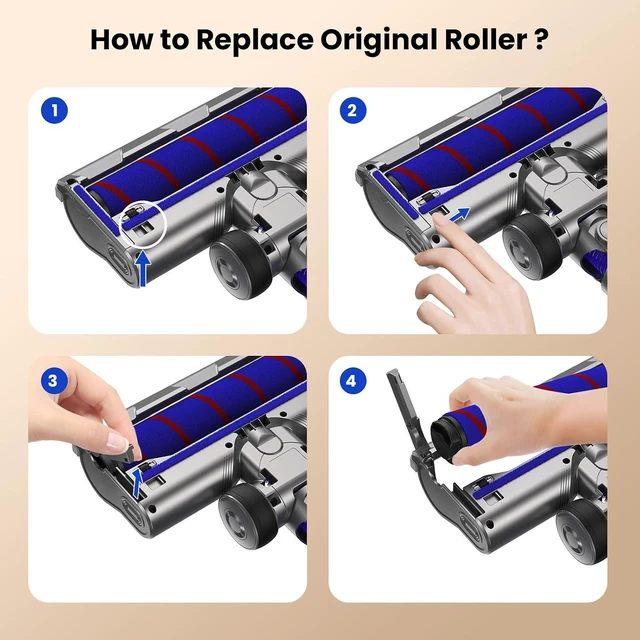 Alt view image 7 of 7 - Vacuum Head Replacement for Dy-Son V7 V8 V15 V10 V11 SV14 SV12 SV11 SV10 Vacuum Cleaners with LED Headlights V Shape Roller Brush Head Replacement Parts for Hardwood Floor Carpets Attachment